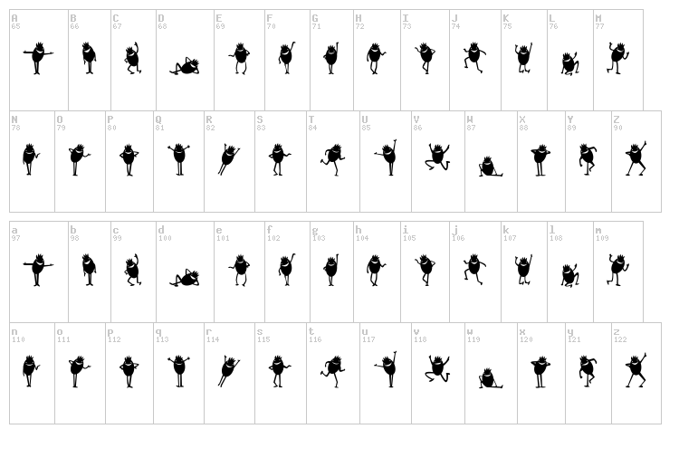 Diavolo Nero font map